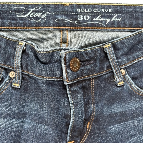 VTG Levi’s Bold Curve Low Rise Skinny Boot Jeans 30X31” Stretch Med Blue Wash - Picture 2 of 5